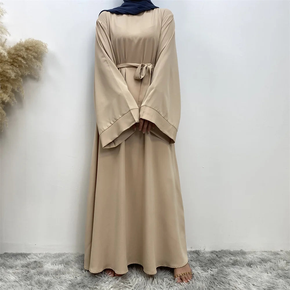 Lace Long Sleeve Net Colour Islamic Abaya Dress
