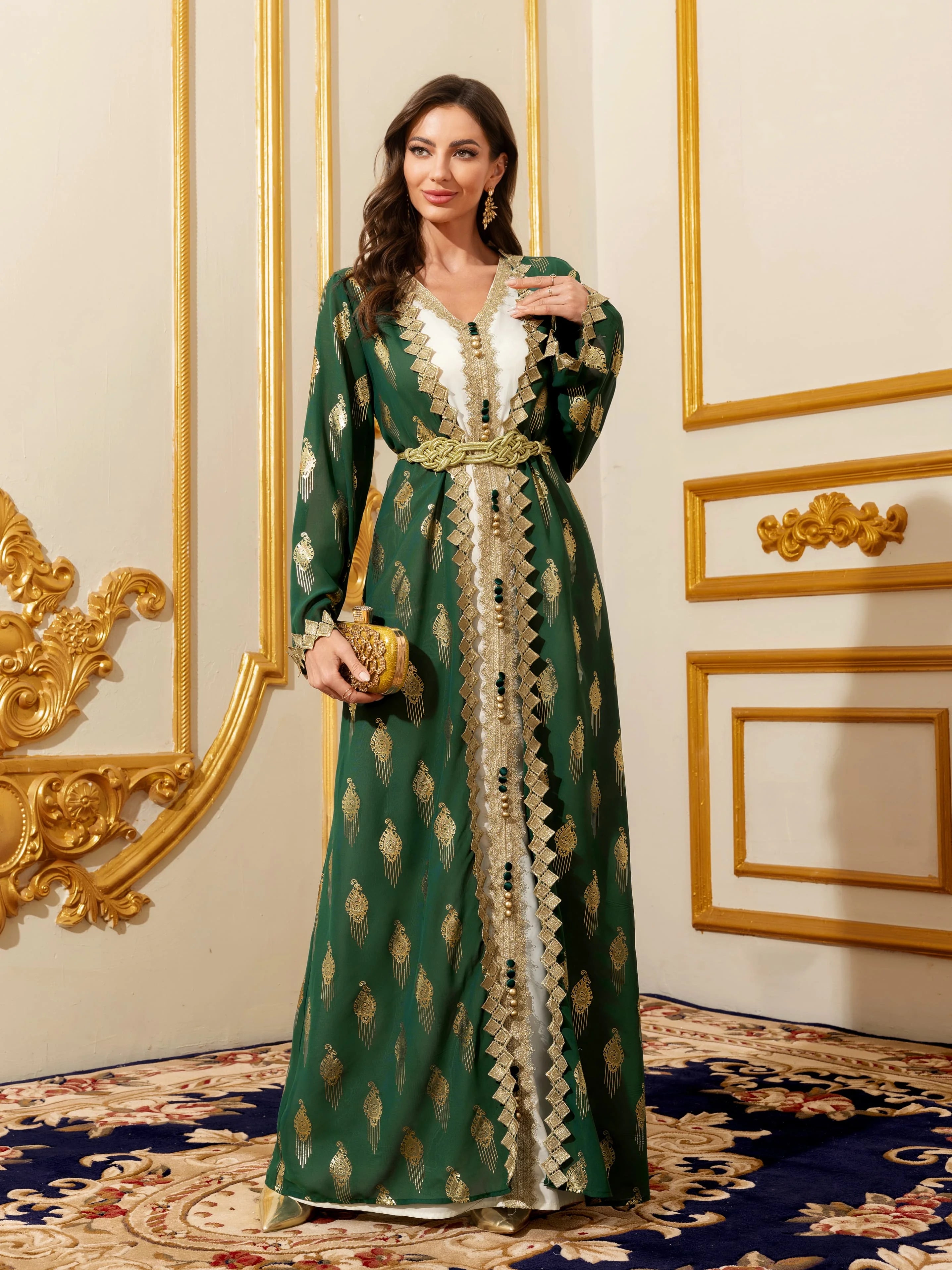 Gold Lace Moroccan Kaftan Abaya