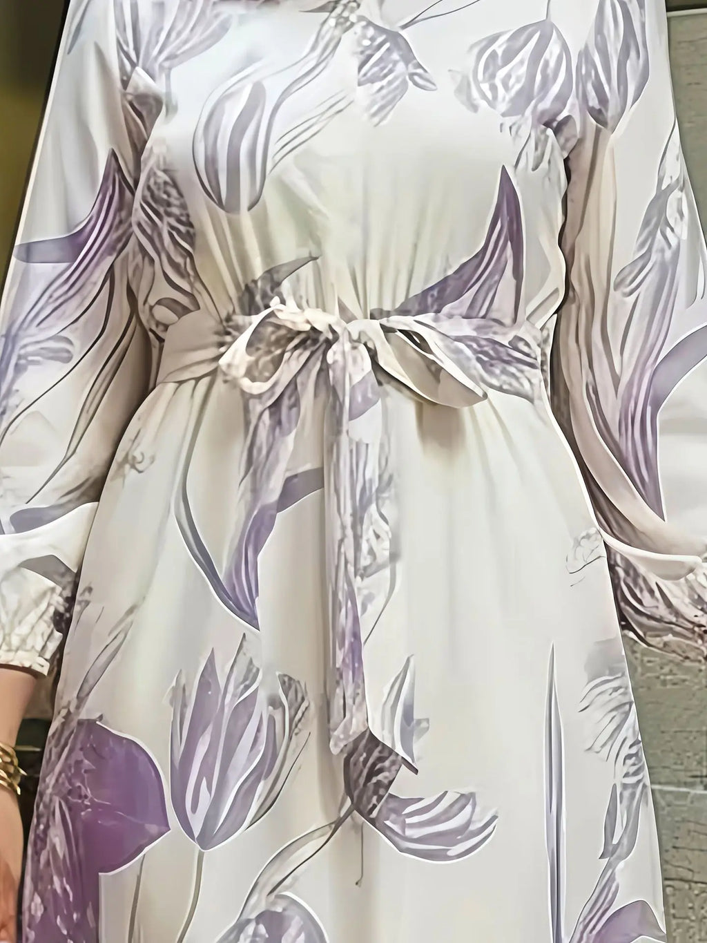 Floral Lantern Sleeve Long-Sleeve Maxi Dress