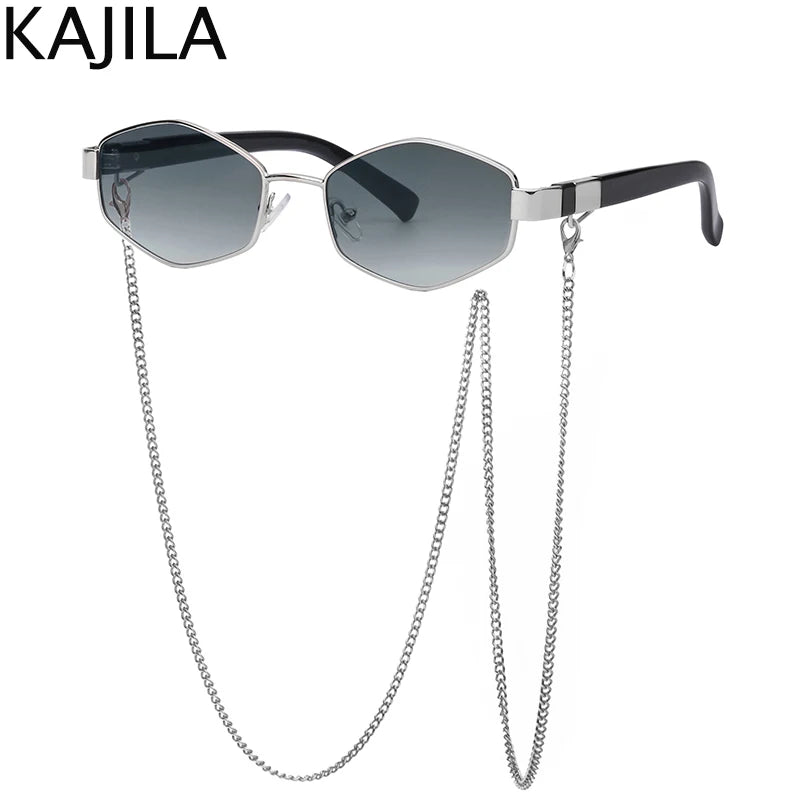 Sexy Small Frame Hexagon Sunglasses Women With Chain 2026 Luxury Brand Designer Punk Sun Glasses For Ladies Shades Gafas De Sol