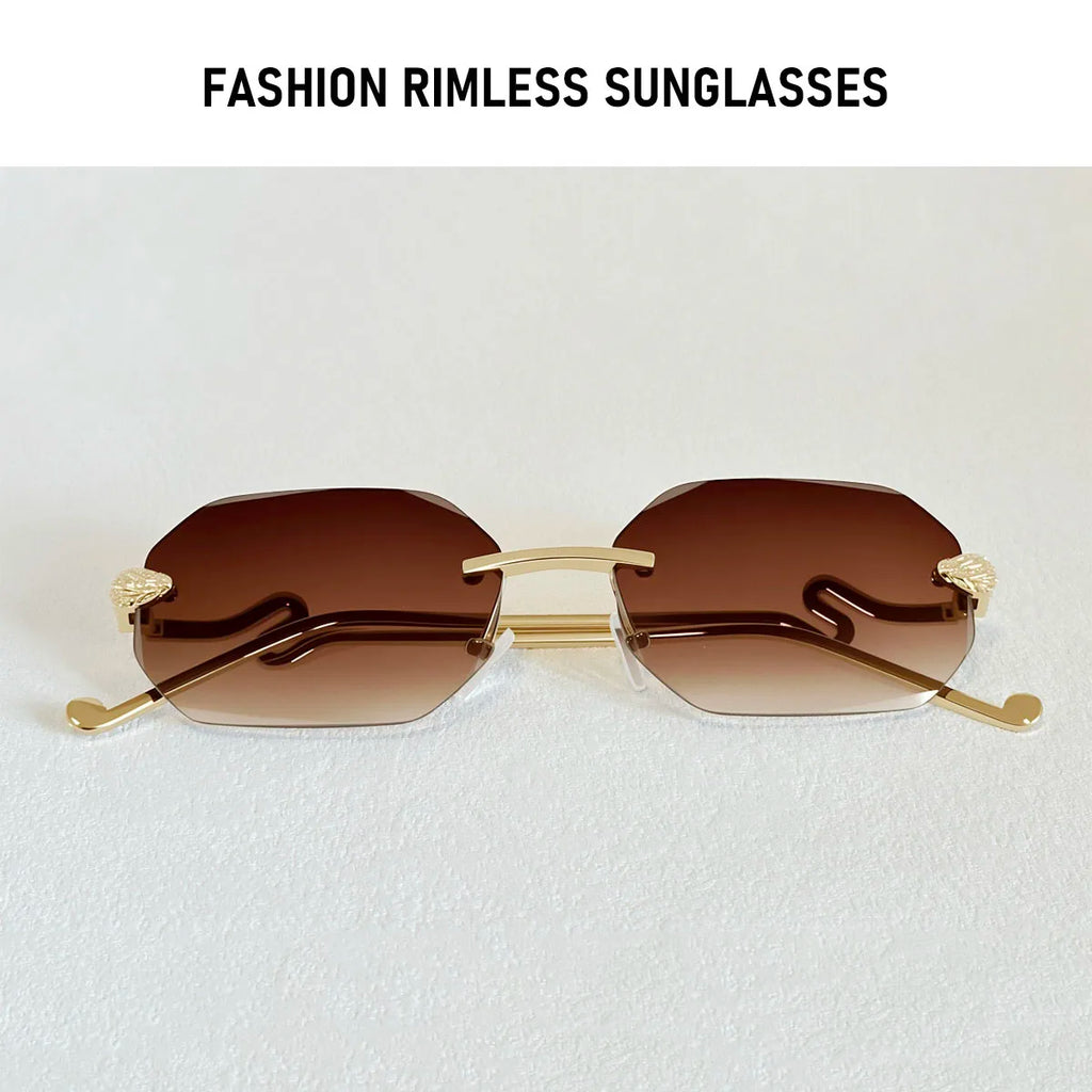 Luxury Sunglasses Women Designer Oculos UV400 protection Sunglasses Rimless Sunglass Vintage Lentes Vacation Outdoor Glasses New