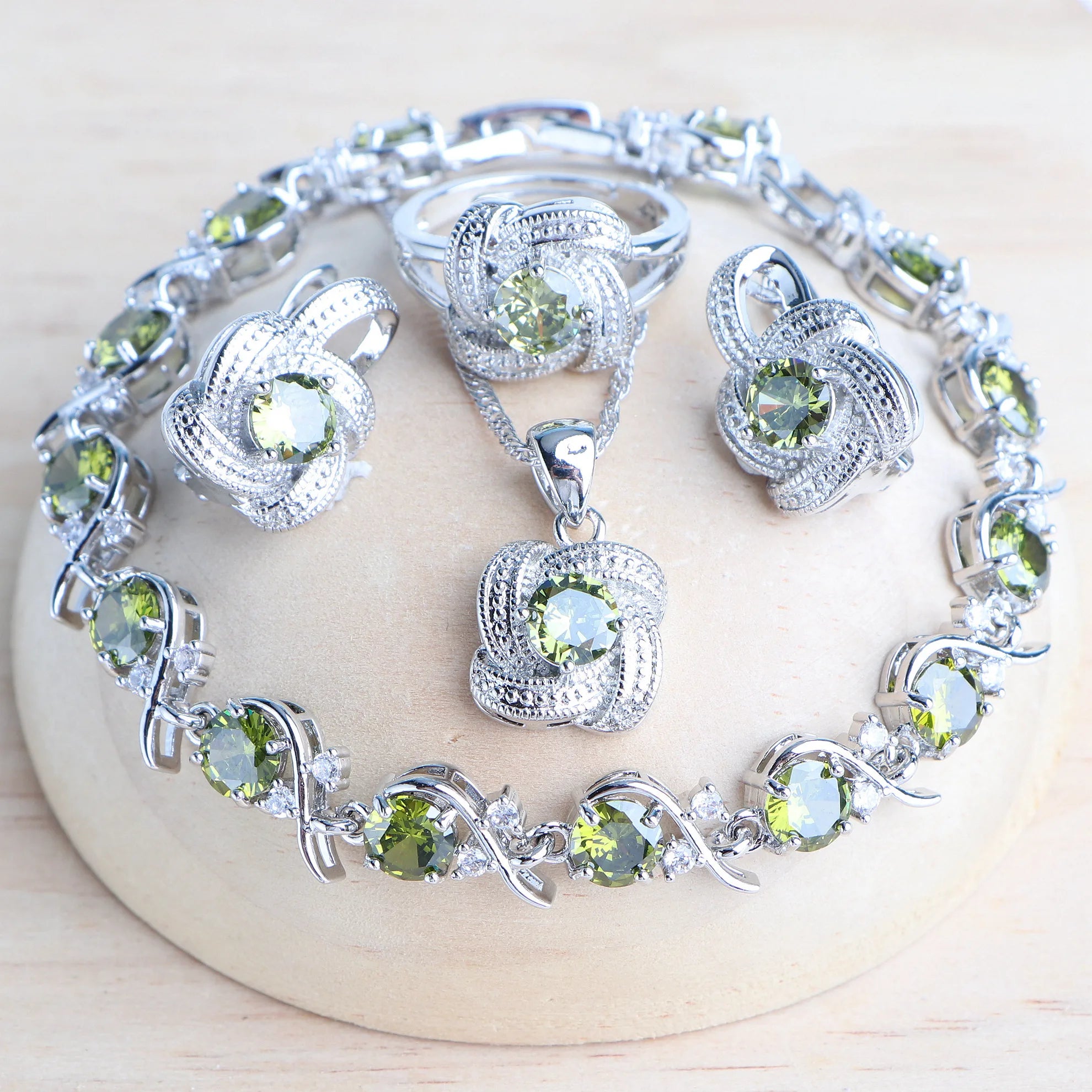 Blue Zirconia 925 Sterling Silver Bridal Jewellery Set