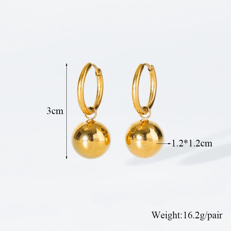 Gold Bead Ball Necklace Bracelet & Earrings Set