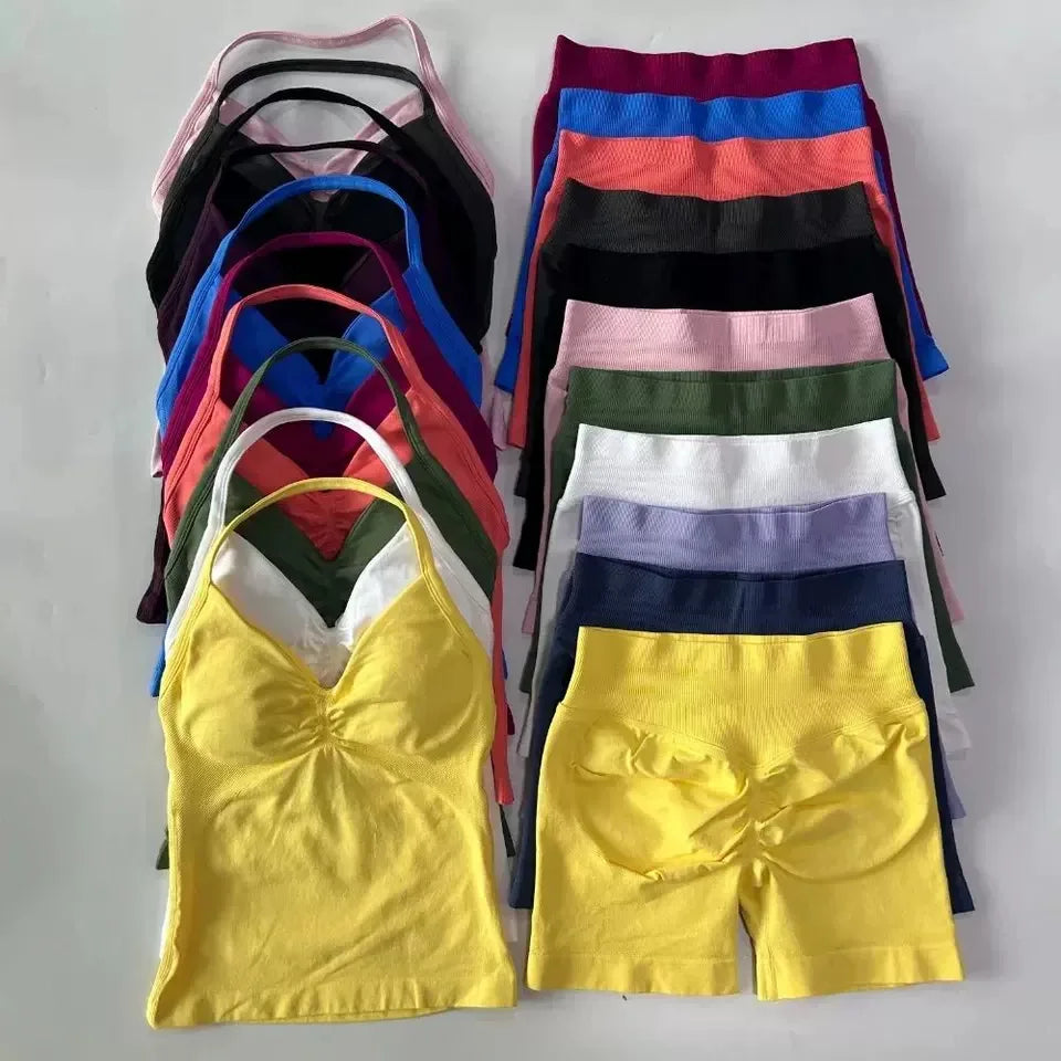 Halter Neck Sports Bra & Shorts Set