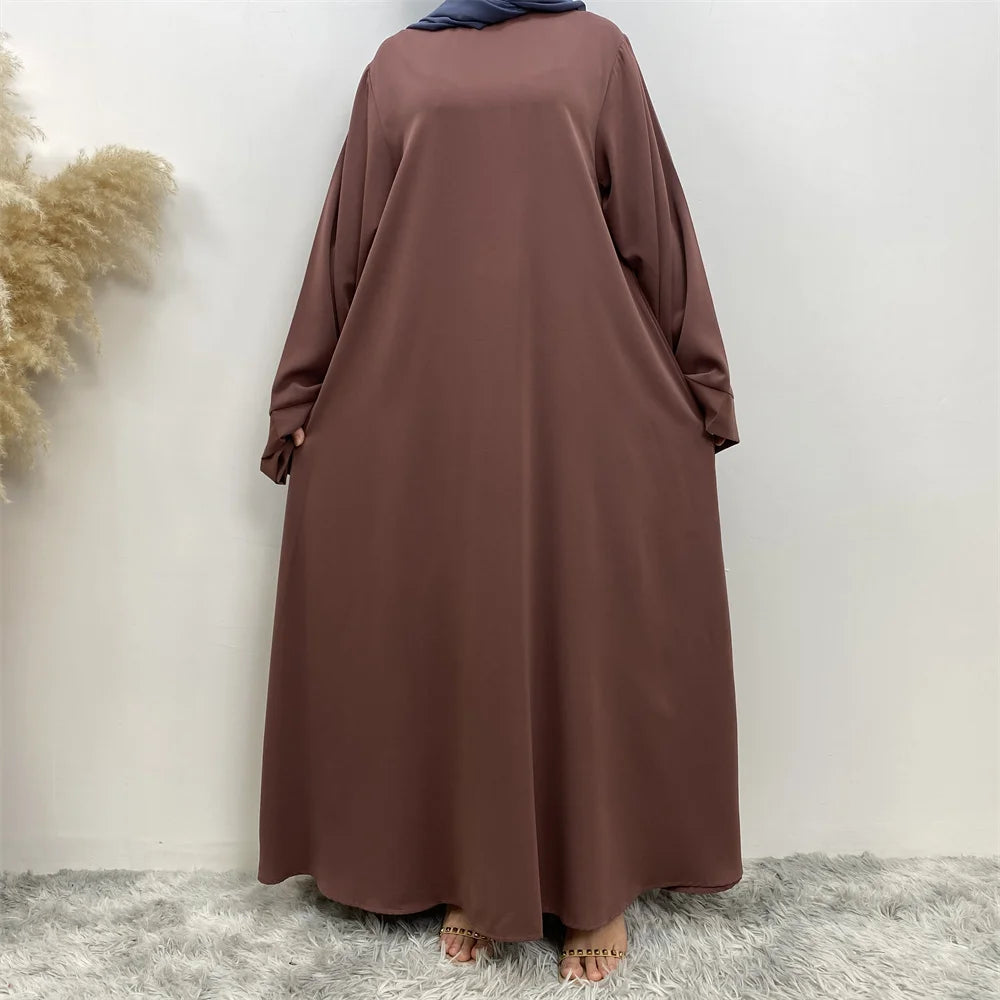 Lace Long Sleeve Net Colour Islamic Abaya Dress