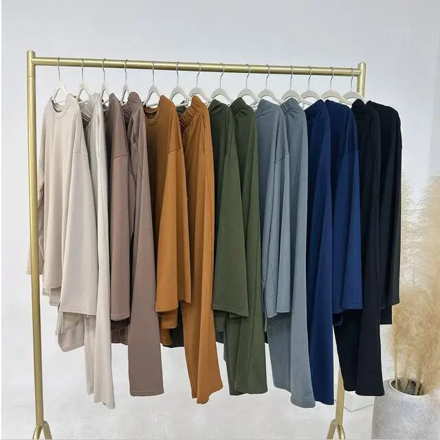 Muslim Long Sleeve Top & Pants 2-Piece Set