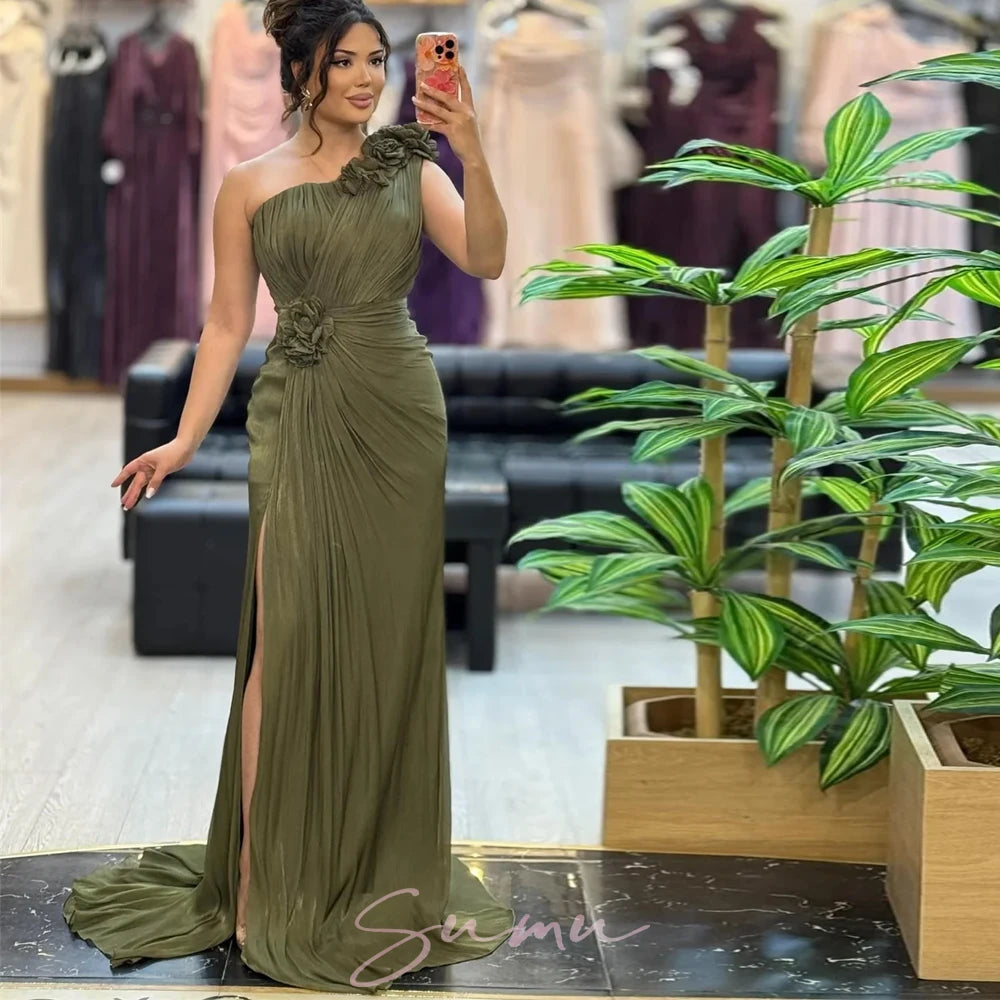 Aurora One-Shoulder Satin Gown