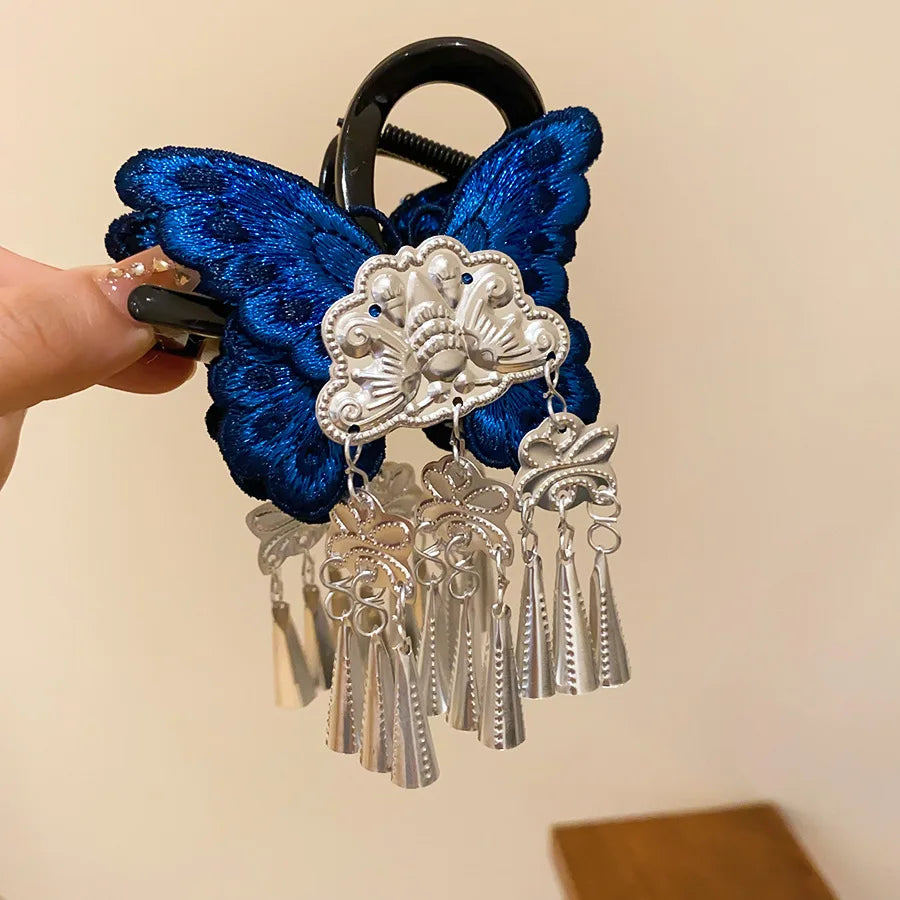Chinese Butterfly Flower Tassel Hair Claw