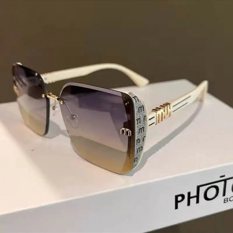QVQV Luxury Designer Square Sunglasses Women High Quality Letters Sun Glasses Ladies Vintage Trendy Driving Eyewear Gafas De Sol
