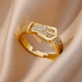 Gold Zircon Cross Open Ring