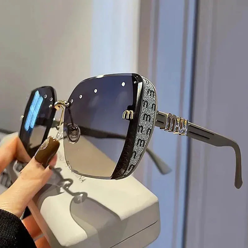 QVQV Luxury Designer Square Sunglasses Women High Quality Letters Sun Glasses Ladies Vintage Trendy Driving Eyewear Gafas De Sol