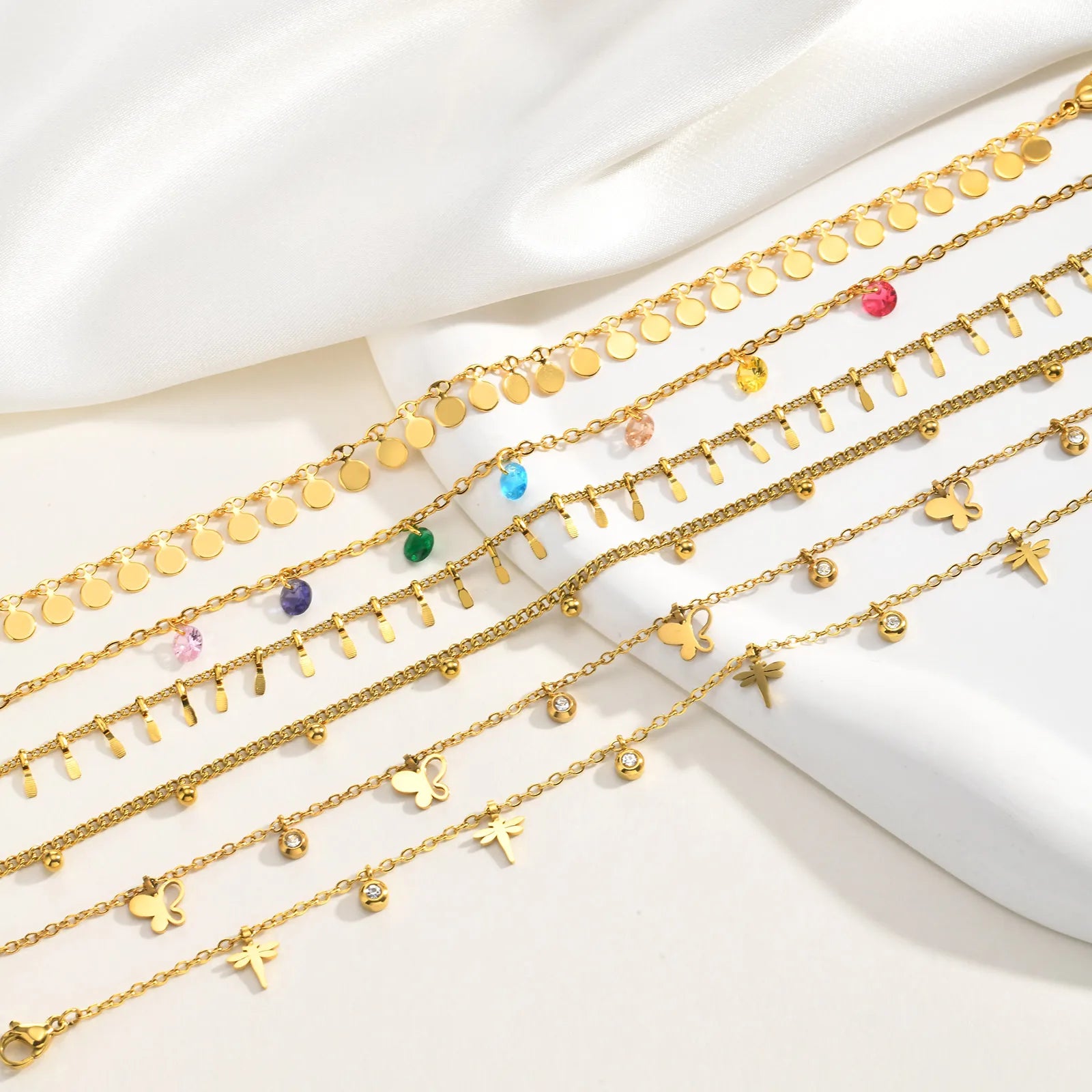 Full-gloss Disc Tassel Anklet