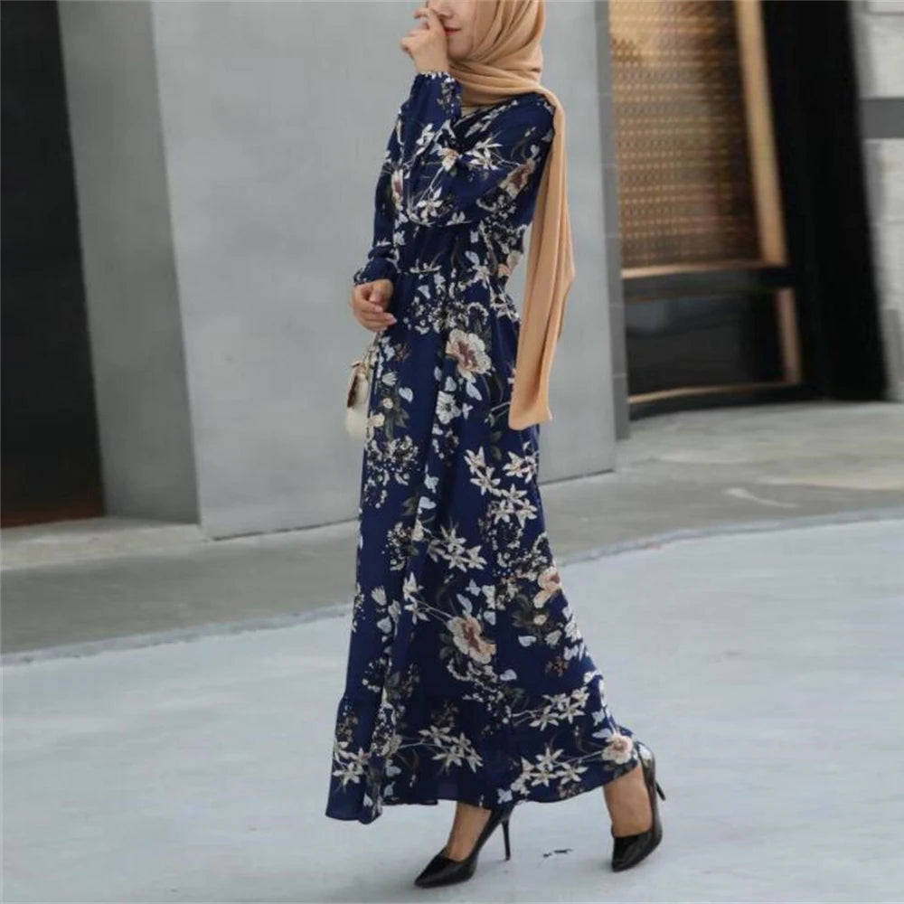 Bohemian Solid Maxi Abaya Dress