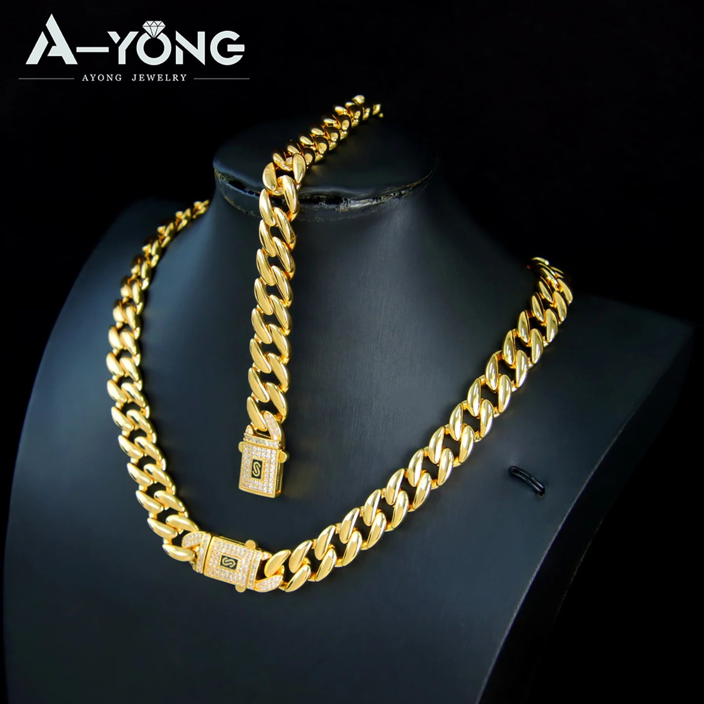 Dubai Gold Zircon Hip Hop Choker Set