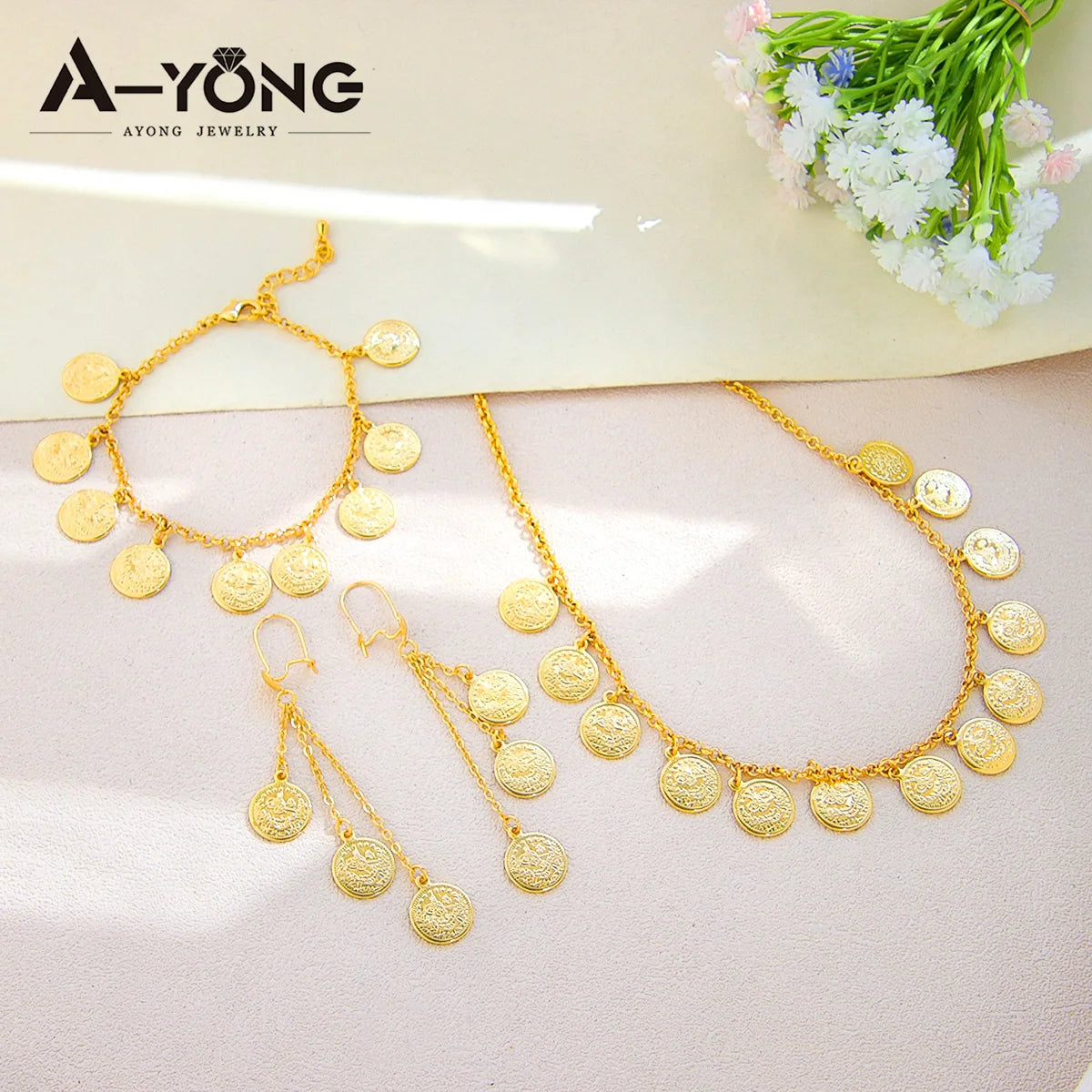Arabic Gold Coins Necklace Set