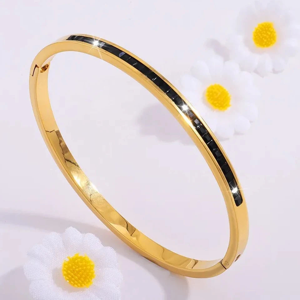 Zirconia Stainless Steel Bangle Set