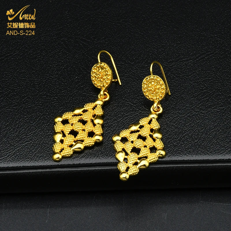 Dubai 24K Gold Bridal Necklace & Earrings Set