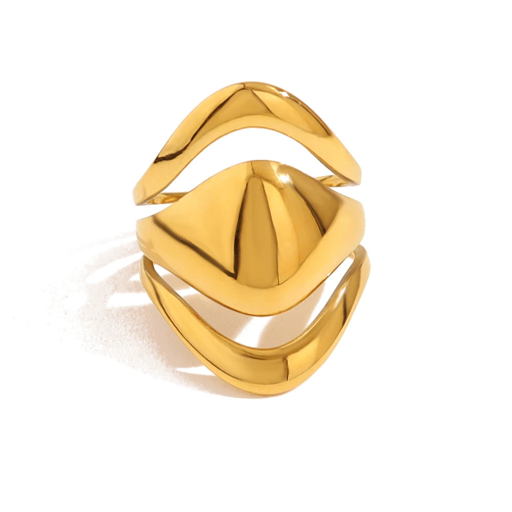 Chunky Glossy 18K Gold Plated Ring