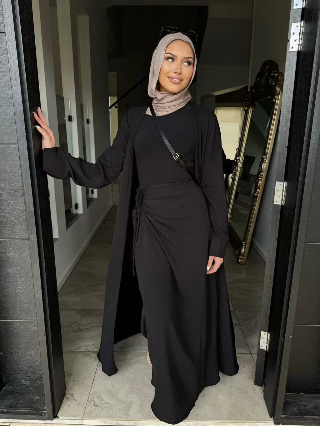 Dubai Abaya Cardigan & Skirt Set