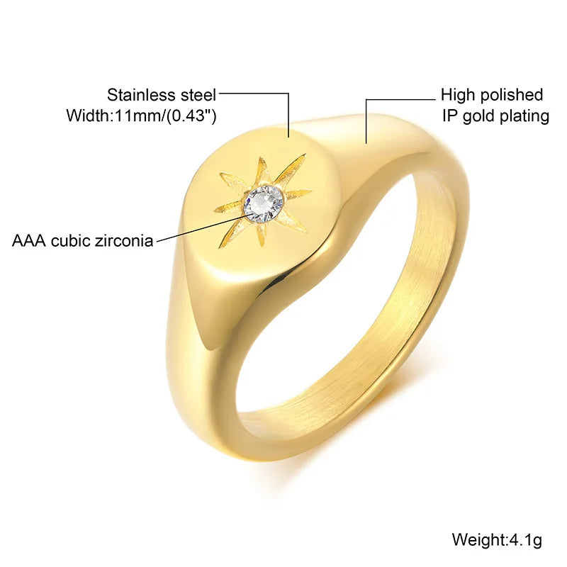 Sunshine Signet Zirconia Pinky Ring
