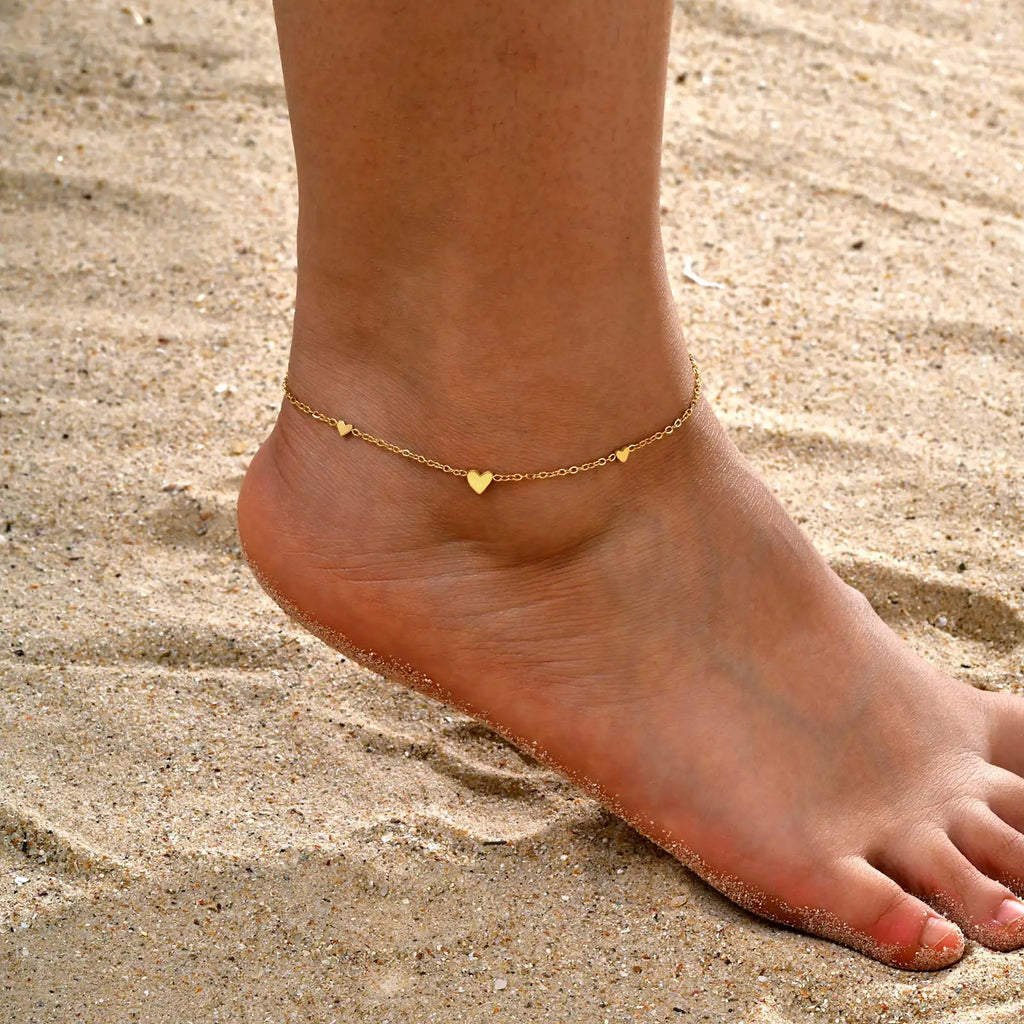 Gold Plated Heart Anklet Bracelet