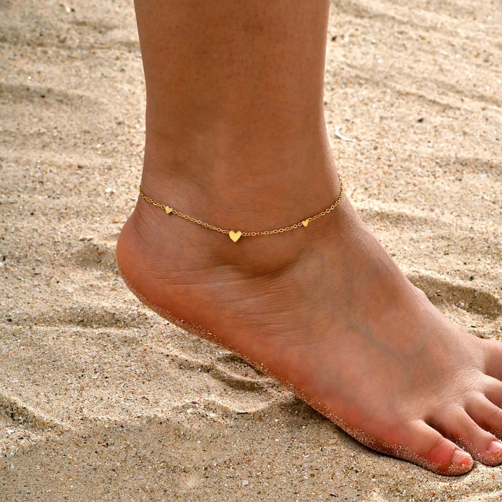 Gold Plated Heart Anklet Bracelet