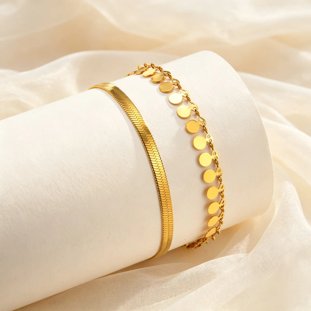 Gold Plated Tassel Blade Chain Anklet