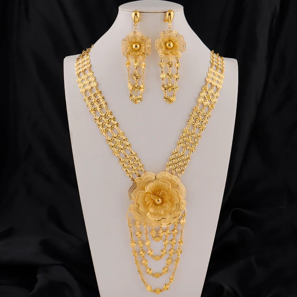 Golden Blossom Necklace Set