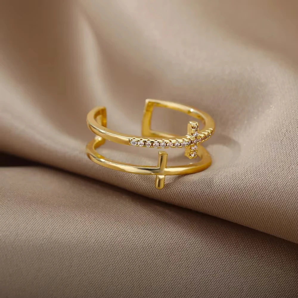 Luxe Geometric Zircon Ring
