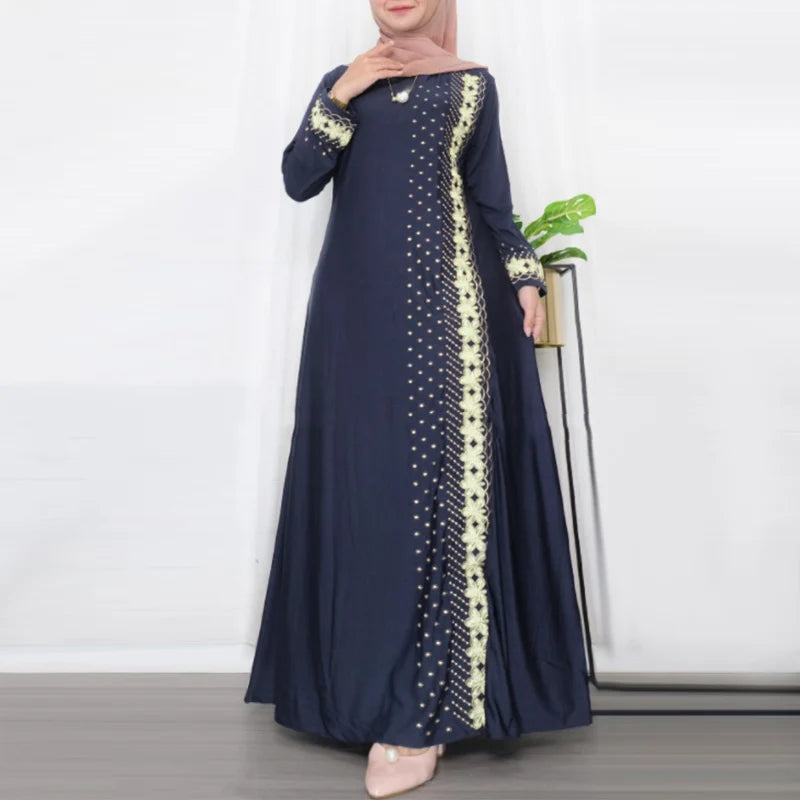 Floral Print Long Sleeve Abaya Maxi Sundress