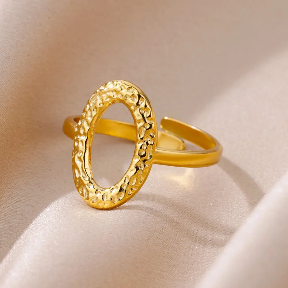 Golden Geometric Adjustable Ring