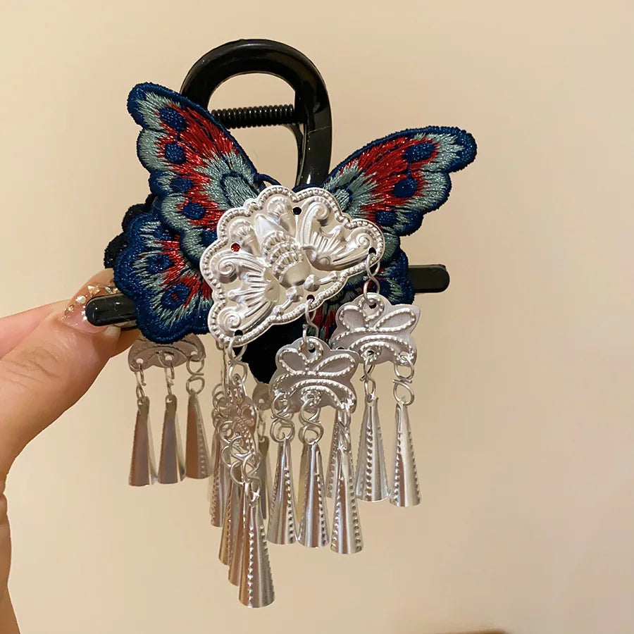 Chinese Butterfly Flower Tassel Hair Claw