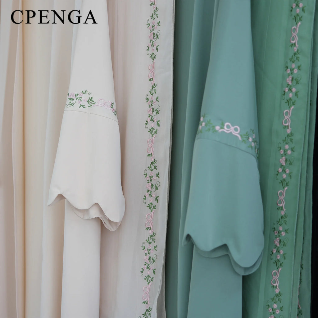 Luxurious Floral Embroidery Hijab Abaya Kaftan