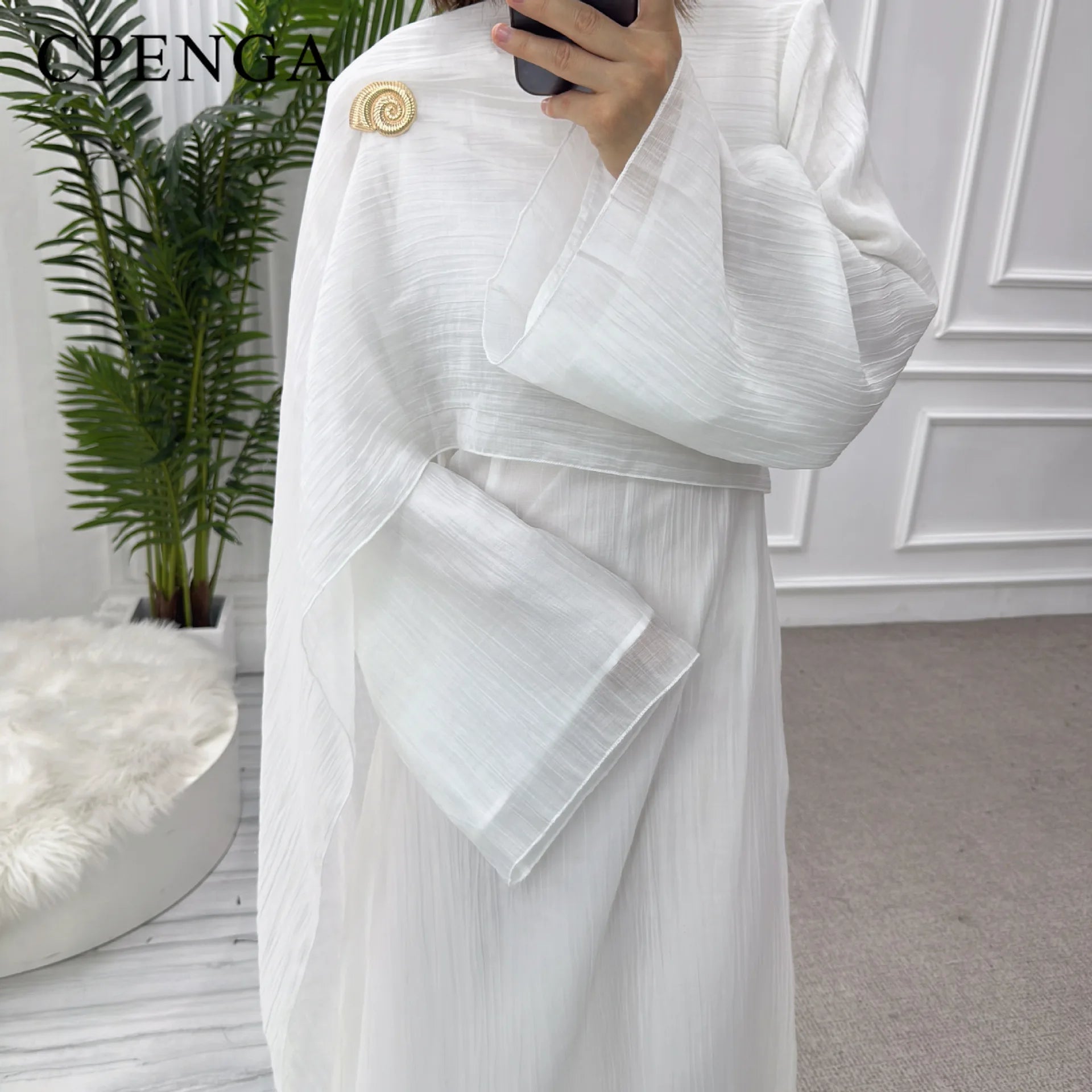 Solid Colour Elegant Abaya Cardigan Set