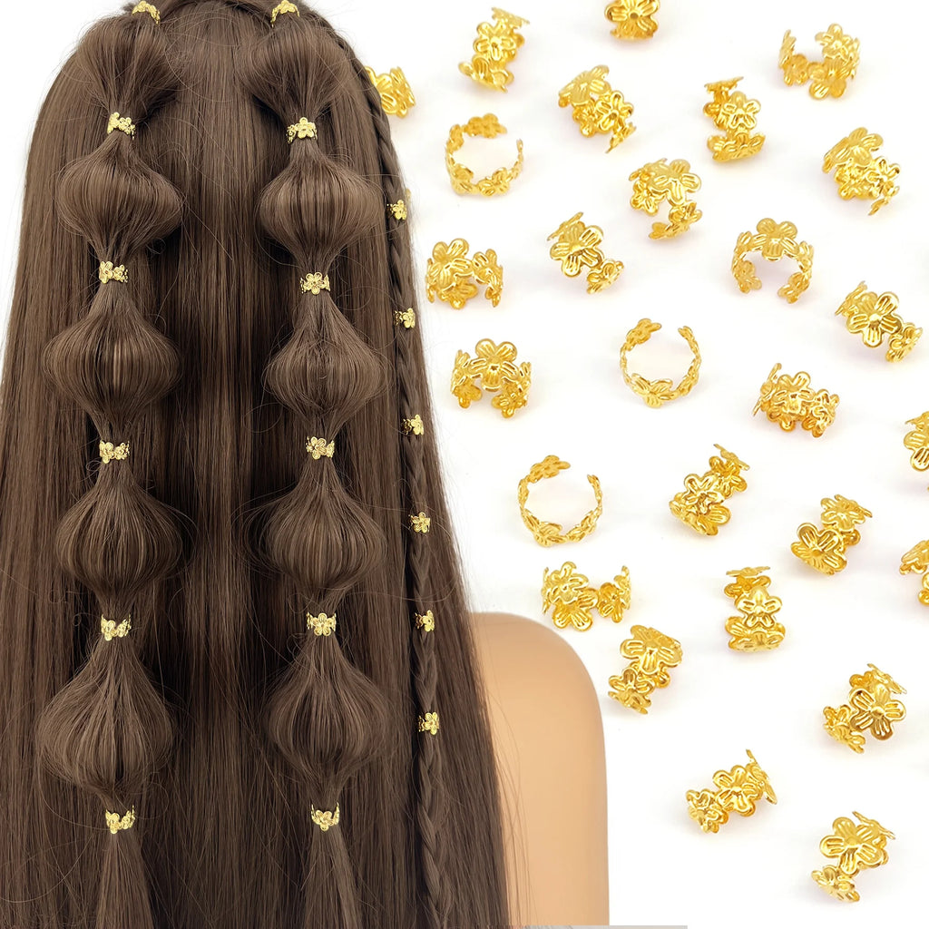 40-Piece Vine Leaf Alloy Hair Braid Rings