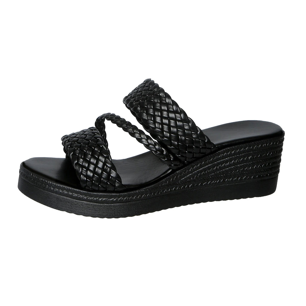 Women Wedges Sandals 2026 New Summer Women Slip on High-heeled Fashion Woman Shoes Comfortable Flower Outdoor Platform Sandals