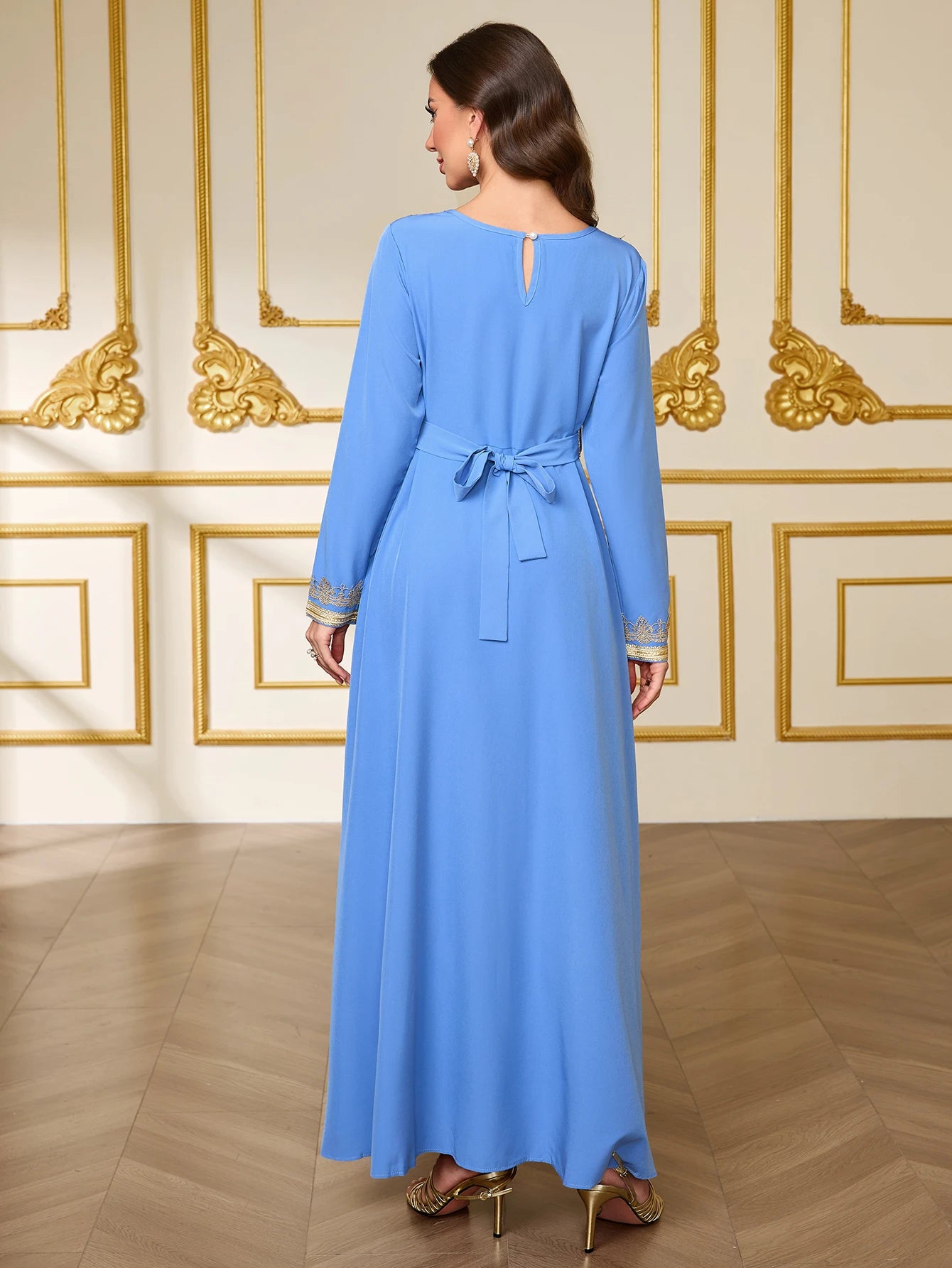 Floral Appliqué Moroccan Kaftan Abaya