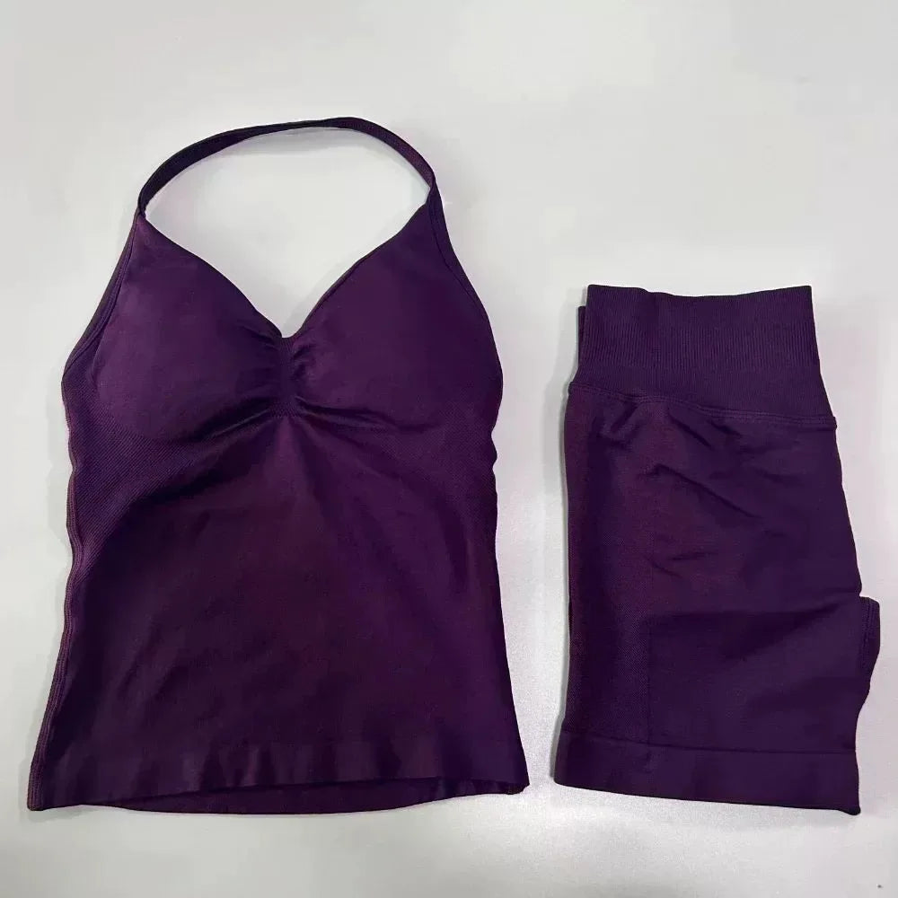 Halter Neck Sports Bra & Shorts Set