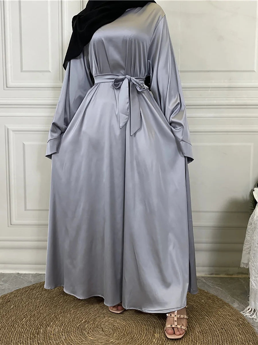 Middle Eastern Satin Long Abaya Dress