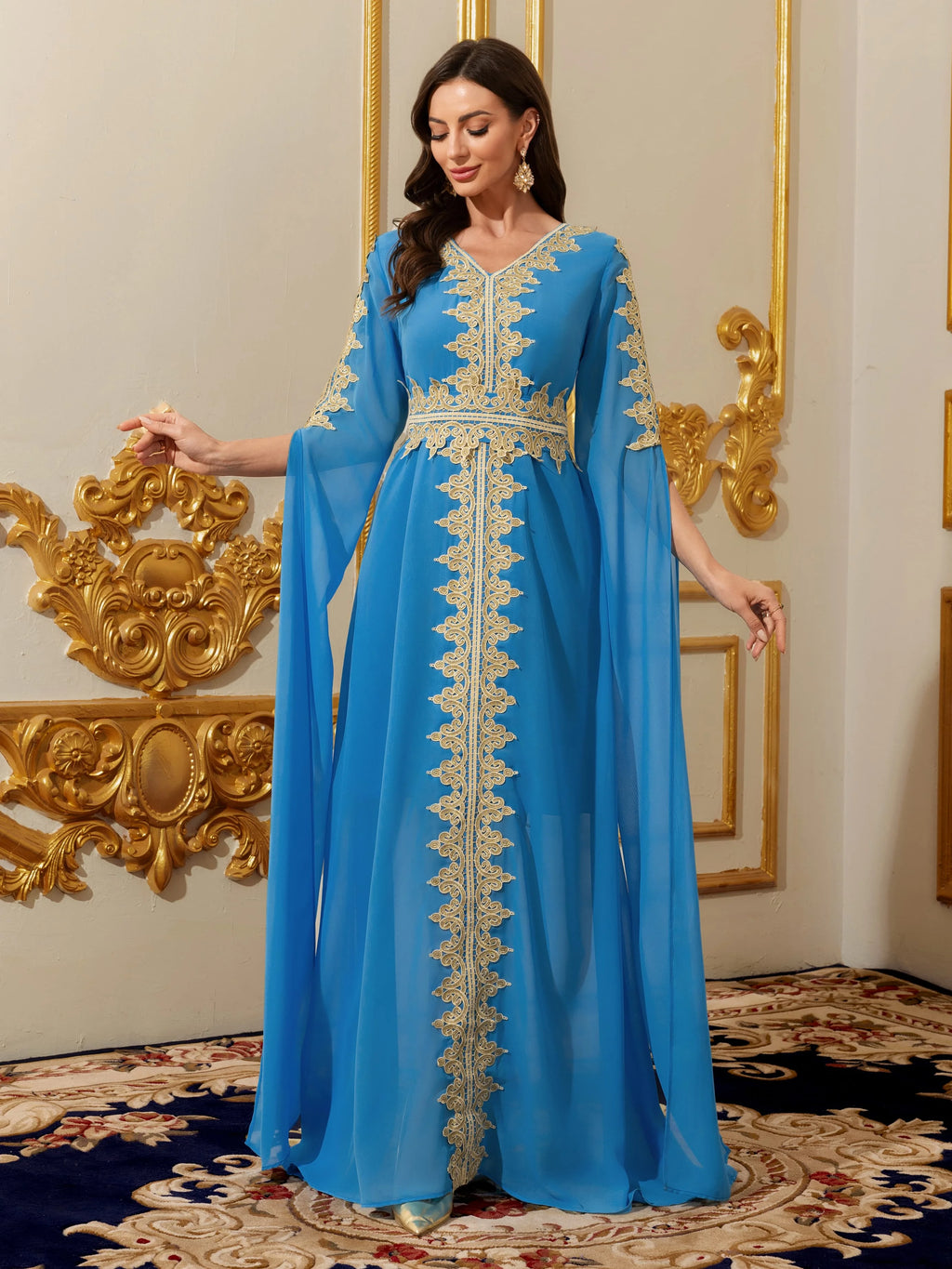 Lace Ethnic Moroccan Abaya Kaftan Dress