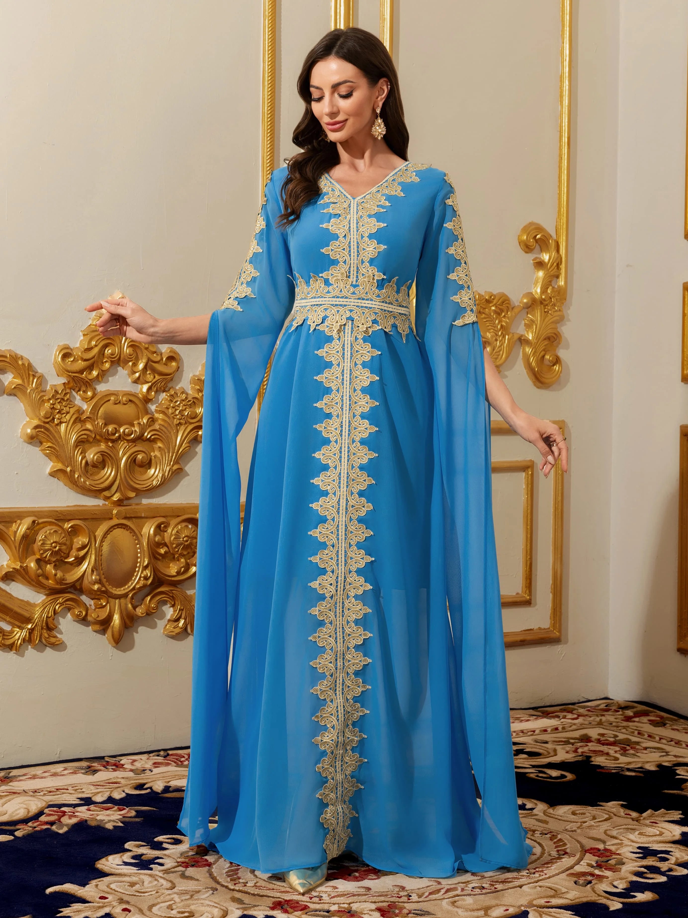 Lace Ethnic Moroccan Abaya Kaftan Dress