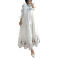 Floral Print 3/4 Sleeve Loose Kaftan Maxi Dress