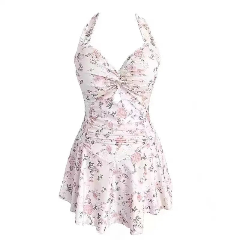 Women Korean Sexy One Piece Swimsuit Tummy Control Slimming High Waisted Bathing Suit Hot Spring Beachwear Elegant Swimsuit