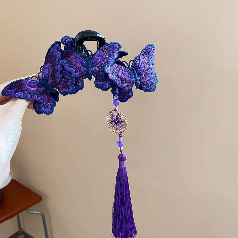 Chinese Butterfly Flower Tassel Hair Claw