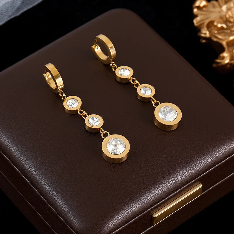 White Zirconia Drop Dangle Earrings