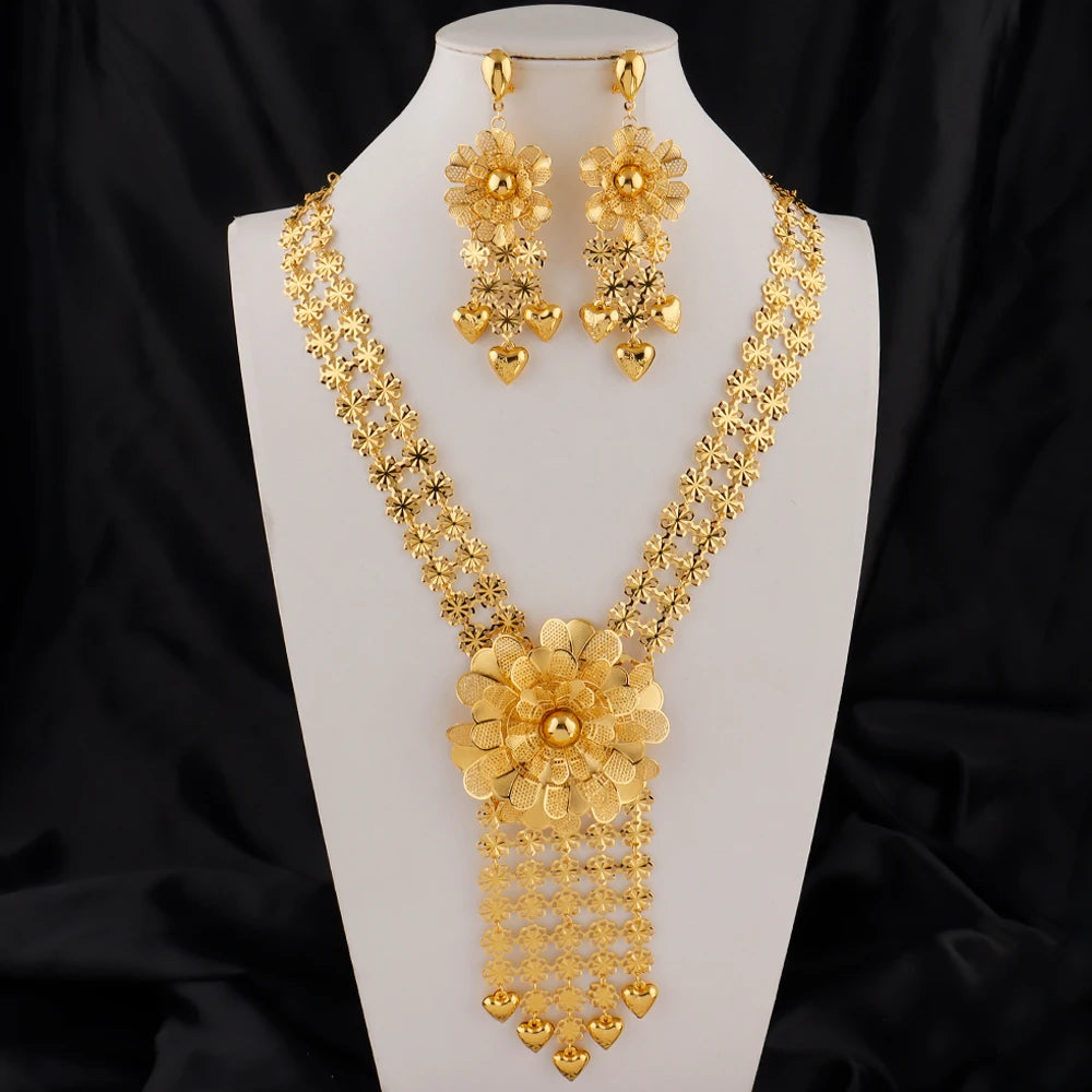 Golden Blossom Necklace Set