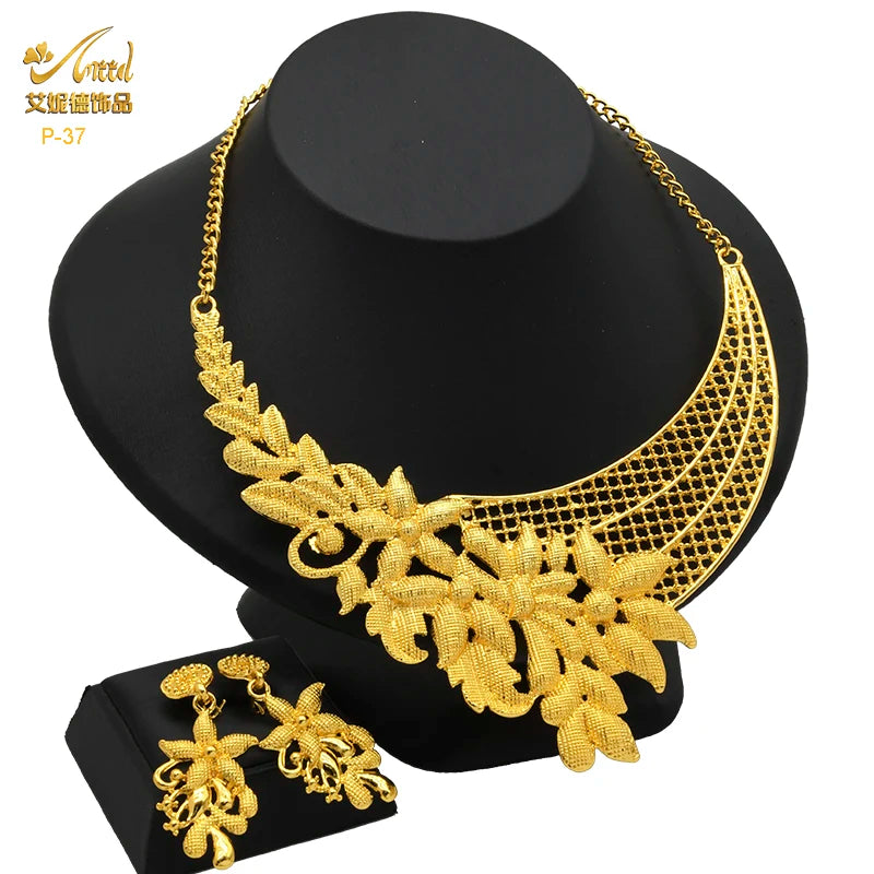 Royal Gold Wedding Jewelry Set