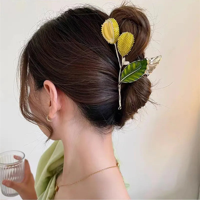 Flower Durian Shark Clip Hair Claw