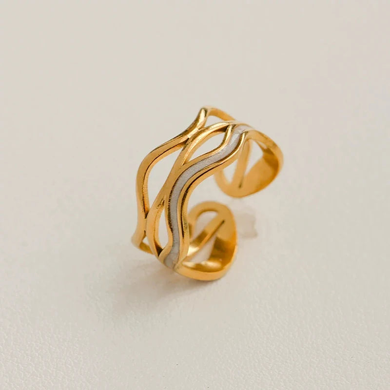 White Enamel Drip Glaze Ring