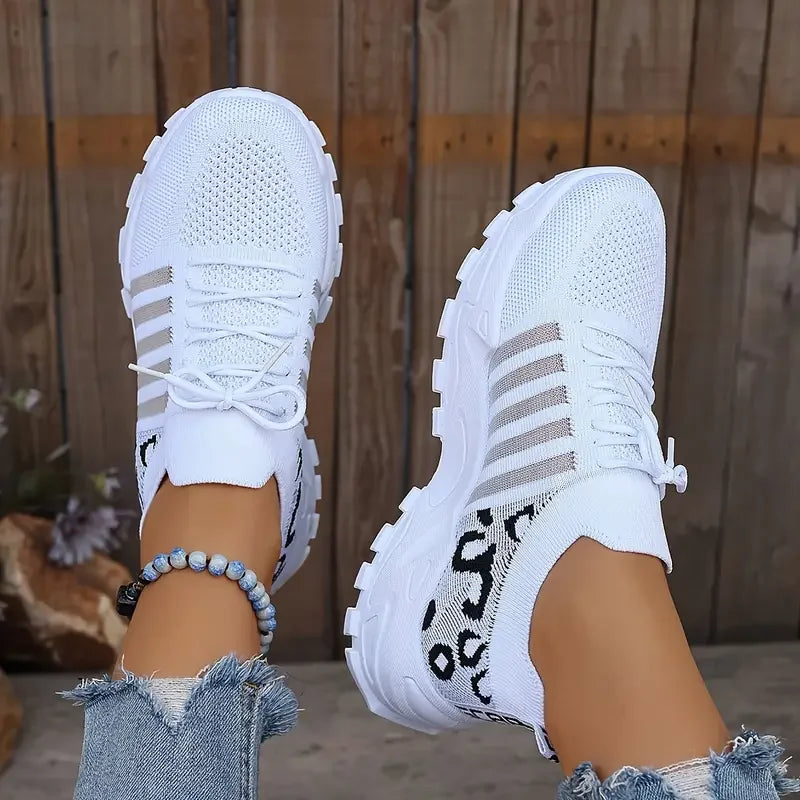 Women's Leopard Print Canvas Sneakers – Slip-On Casual Shoes